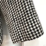 ZARA Vintage Black & White Houndstooth Blazer 100% Wool Velvet Trim Size 10 Med Photo 6