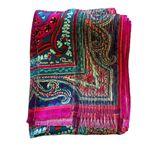 Oscar de la Renta Vintage Paisley Metallic Gold Silk Fringe Long Scarf Photo 5