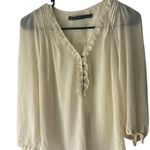 ZARA Frf Collection Small Cream Ruffle Coquette Semi Sheer Babydoll Top Cottage Photo 0