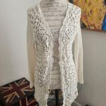 Crochet Cardigan White with sequins beads and rhinestones size L Size L Photo 0