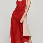 Leo Lin Hermia Slip Dress maxi red beige 100% silk Size 14 J3 Photo 0