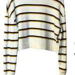 SO  Women's Crew Neck Sweater - White and Gold Stripes Photo 0