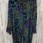 Vintage Caroline Rose Silk Sheer Velvet Duster Tunic Artsy Top Womens XL Black Photo 0