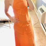 Missguided NWT  orange lace trim halter maxi dress Photo 2