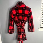PINK - Victoria's Secret Vs pink red Buffalo check fuzzy robe Photo 3