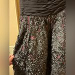 Monique Lhuillier ML  Black Sleeveless Asymmetrical Sequin 3D Flower Skirt Gown Photo 12