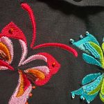 Michael Simon Sz Small Black Button Down Shirt Butterfly Embroidered 90s Vintage Photo 5