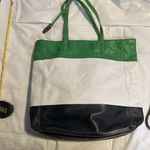 Cynthia Rowley Green White Blue Color Block Leather Purse Shoulder Bag Tote Photo 1