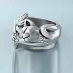 Silver Retro Cute Cat Animal Opening Finger Ring Knuckle Women Party Jewelry Photo 3