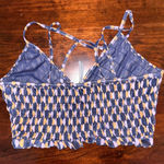 Anthropologie By  Geo Pattern Cropped Ruffle Strappy Tank Top Photo 1
