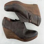 Dr. Scholls (9) Expresso Brown Faux Leather Stacked Wedge Heel Ankle Boots Photo 2
