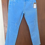 Neon Light Blue Ankle Jeans Size 30 Photo 0
