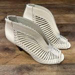 Vince Camuto  White Heeled Boots with Peep-Toe Design Photo 3