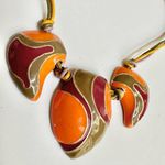 Orange green and burgundy enamel swirl statement necklace Photo 5