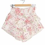 NWT MOTHER Denim The Ruffle Tiered Mini Skirt Floral Aloha Print Size 26 | 2 NEW Pink Photo 2
