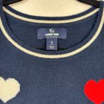 Lands' End  White Hearts Navy Cashmere Crewneck Super Soft Sweater Size Small 6-8 Photo 4