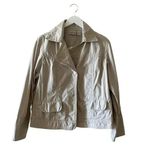 Chico's  Cotton Tan One Button Lightweight Cozy Womens Jacket SZ 1 Photo 0