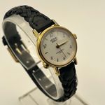 Acqua Indiglo Gold Black Leather Women’s Watch Working New Battery Photo 2