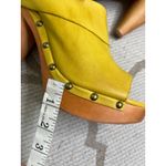Seychelles Anthropologie  yellow leather mules wooden platform heel, size 7.5 Photo 3