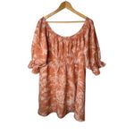 H&M Coral Pink Floral Print Puff Sleeve Off Shoulder Mini Dress Women Size XL Photo 7