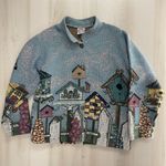 SUGAR STREET WEAVERS rare 90s birdhouse printed jacket M blue tapestry artsy Size M Photo 1