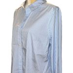 1901  blue and white striped button up shirt !  Nwot Photo 7