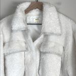 Anthropologie Maeve by  Size Large Cinched Faux Fur Winter Coat in Ivory Overcoat Photo 2