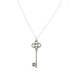 Tiffany & Co. Large Crown Key Pendant Necklace Sterling Silver 925 24” Retired Photo 3