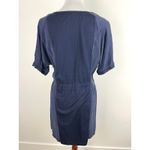 J.Crew  Hideaway Navy Mini Dress Silk & Cotton Panels V Neck Short Sleeve Est. M Photo 3