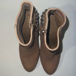 Adrienne Vittadini Sally Gold Chain Link Tan Leather Boots Photo 3