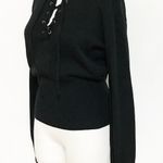 Honey Punch Laced Tie Black Knit Sweater Top Photo 3