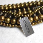 Chico's NWT  Multi Strand Brass Tone Beaded 6" Stretch Boho Stack Bracelet Photo 0