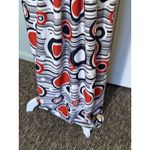 Vtg Mod Geometric Print Maxi Dress Red White & Blue 60s 70s Retro Hostess Op Art Photo 5