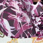 Kaari Blue  size medium hi low tunic purple floral pattern elastic cuff sleeve Photo 7