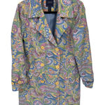 IZOD Flower Power Double Breasted Trench Coat Women S Pastel Polyester Pockets Photo 0