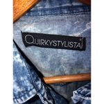 Blue Acid Wash Button Down Long Sleeve Denim Shirt Photo 5