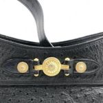 Versace Black Shoulder Bag Real Ostrich Leather & Sunburst Medusa Medallians Photo 7