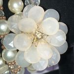 Lot of 4 Chunky Flower Retro Beaded Boho Faux Pearl Stretchy Bracelets White Photo 5