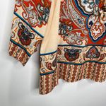 Lucy & Laurel Orange Red Blue White Paisley Print Blouse Women's Size Medium M Photo 2