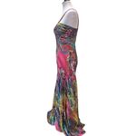 Vintage Formal Dress Small Y2K Long Maxi Holiday Party Colorful Beaded Tropical Pink Photo 2