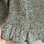 Paper Crane Smocked Floral Blouse, Puff Sleeve Green Fall Top, Size Medium Photo 7