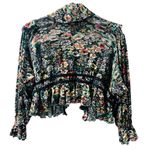Free People Rudi Ruffle In Night Garden Floral Long Sleeve Top Size Small Photo 6