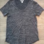 Athleta Breezy Scoop V-Neck Tee T-Shirt Gray Short Sleeve Medium Photo 3