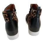 Le Sheelah Leopard Print Wedge Sneakers Hidden Zipper Ankle Boots Size 6 Brown Photo 7