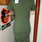 Isabel Maternity  Army Green Ruched Midi Dress Photo 4