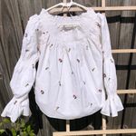 ZARA  White Floral Embroidered Cotton L/S Top M Photo 0