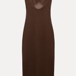 ZARA  dress midi bodycon fitted sheer mesh brown party cocktail wedding cut  Photo 13