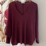 Urban Outfitters  Oversized Wine Burgundy Batwing Sweater Small Fall Knit V Neck Photo 0