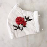 Rose Handmade Embroidered Pocket Filter Face Mask Photo 1