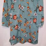Azalosie Green Floral Print High Neck Long Sleeve Knee Length Shift Dress Size M Photo 4